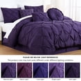 thumbnail image 5 of Chezmoi Collection Sydney 7-Piece Pinch Pleat Comforter Set, Lightweight Pintuck Bedding for All Season, California King, Purple, 5 of 9