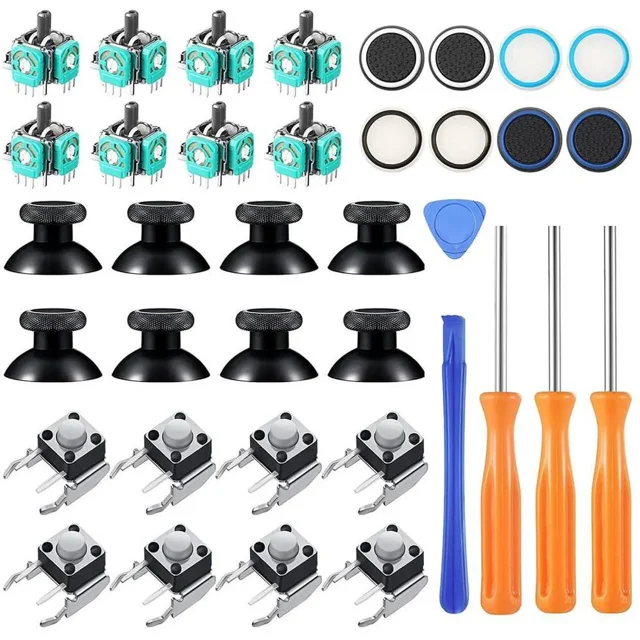37 Pcs Analog Joysticks Repair Kit Compatible with Xbox One Controllers, Include Bumper Buttons Replacement Thumbstick Hat Silicone Hat Covers with Screwdriver Parts