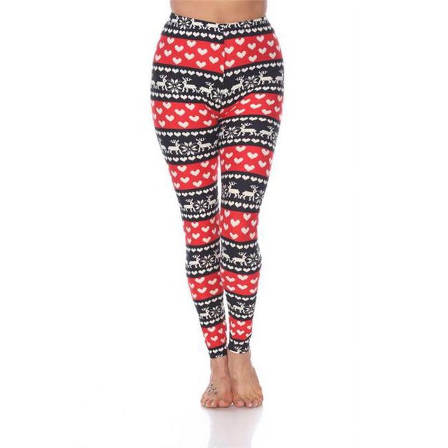 Leggings Imprimés pour Femmes , Rouge & Blanc - Taille Unique