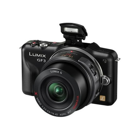 Panasonic Lumix DMC-GF3 12.1 Megapixel Mirrorless Camera with Lens, 14 mm, 42 mm, Black