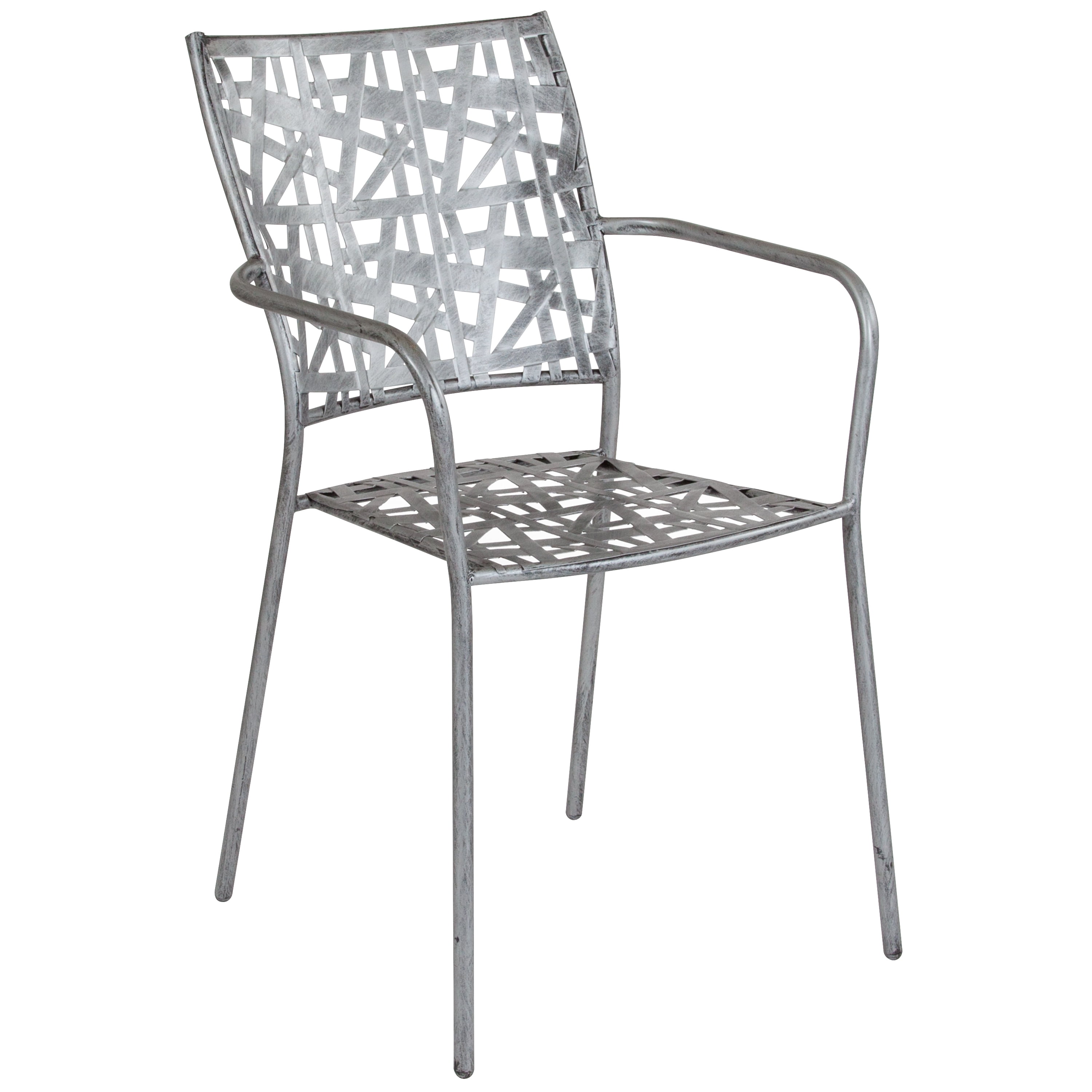 Flash Furniture Agostina Series Antique Silver IndoorOutdoor Steel