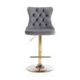 thumbnail image 6 of Tcbosik Velvet Upholstered Bar Stools Set of 2, Swivel Counter Height Barstool with Button Tufted Back, 24.8" - 33" Height Adjustable Armless Pub Upholstered Stool, Gray & Gold, 6 of 11