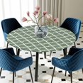 thumbnail image 3 of Round Fitted Tablecloth with Elastic Edge, Sage Green Morocco Waterproof Table Cloth Table Cover for 36"-44" Tables, Minimalist Boho Ethnic Abstract Motif Tablecloths for Dining Picnic Party Outdoor, 3 of 9