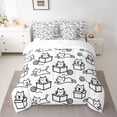 thumbnail image 2 of jejeloiu Cute Cat Animals 7-Piece Bedding Comforter Set,Black Stripe Kitten King Bedding Sets For Girls Teens Reversible, 2 of 8