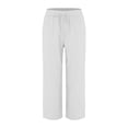 thumbnail image 3 of Wide Leg Pants for Women Loose Pocketed Linen Pants Women White 2XL, 3 of 9