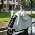 thumbnail image 5 of Ktlvex Extra Large Thick Full Body Waterproof Electric Bike Rain Cape, Transparent Visor Windproof Moped Riding Rain Coat with Back Child Space（Green,XXXXL）, 5 of 5