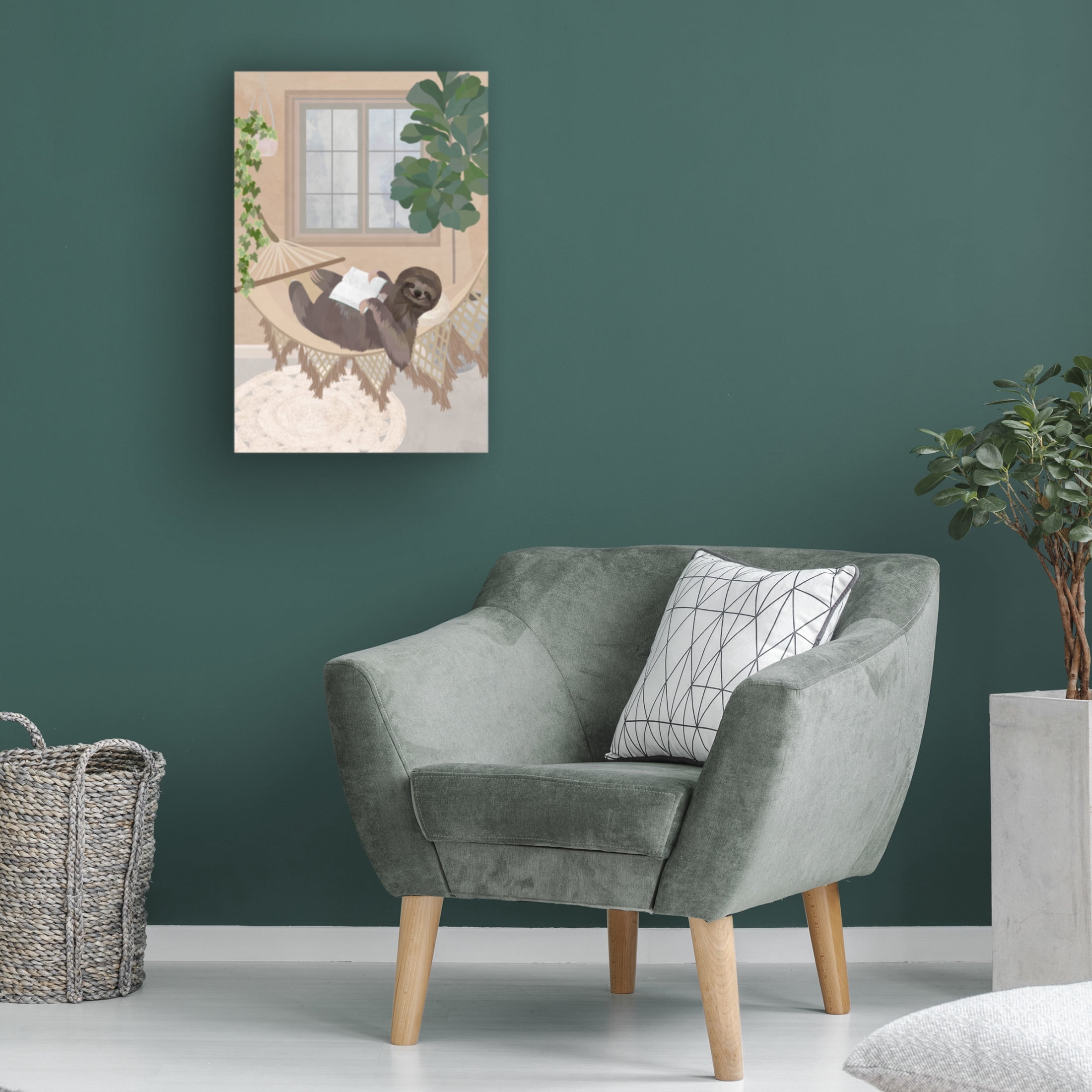 Trademark Fine Art Sarah Manovski  Lazy sloth in hammock Canvas Wall Art
