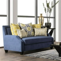 Bowery Hill Modern Fabric Upholstered Track Arm Loveseat in Navy