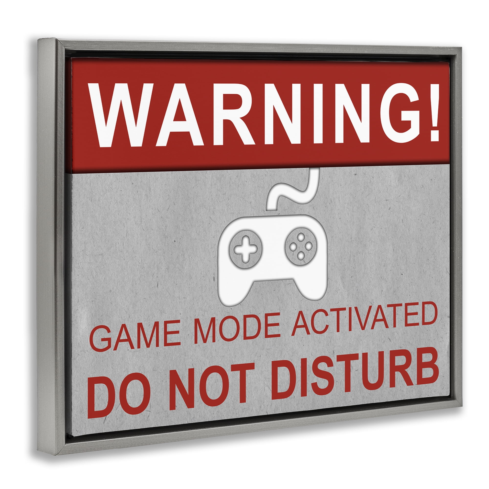 Stupell Industries Gaming Do Not Disturb Entertainment Painting Gray Floater Framed Canvas Art Print Wall Art, 21 x 17