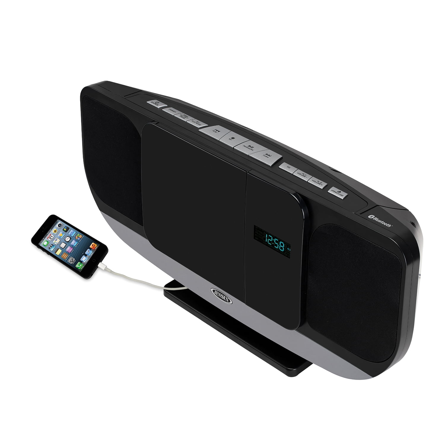 JENSEN Bluetooth Wall-Mountable Music System with CD Player and FM Radio, JBS-215
