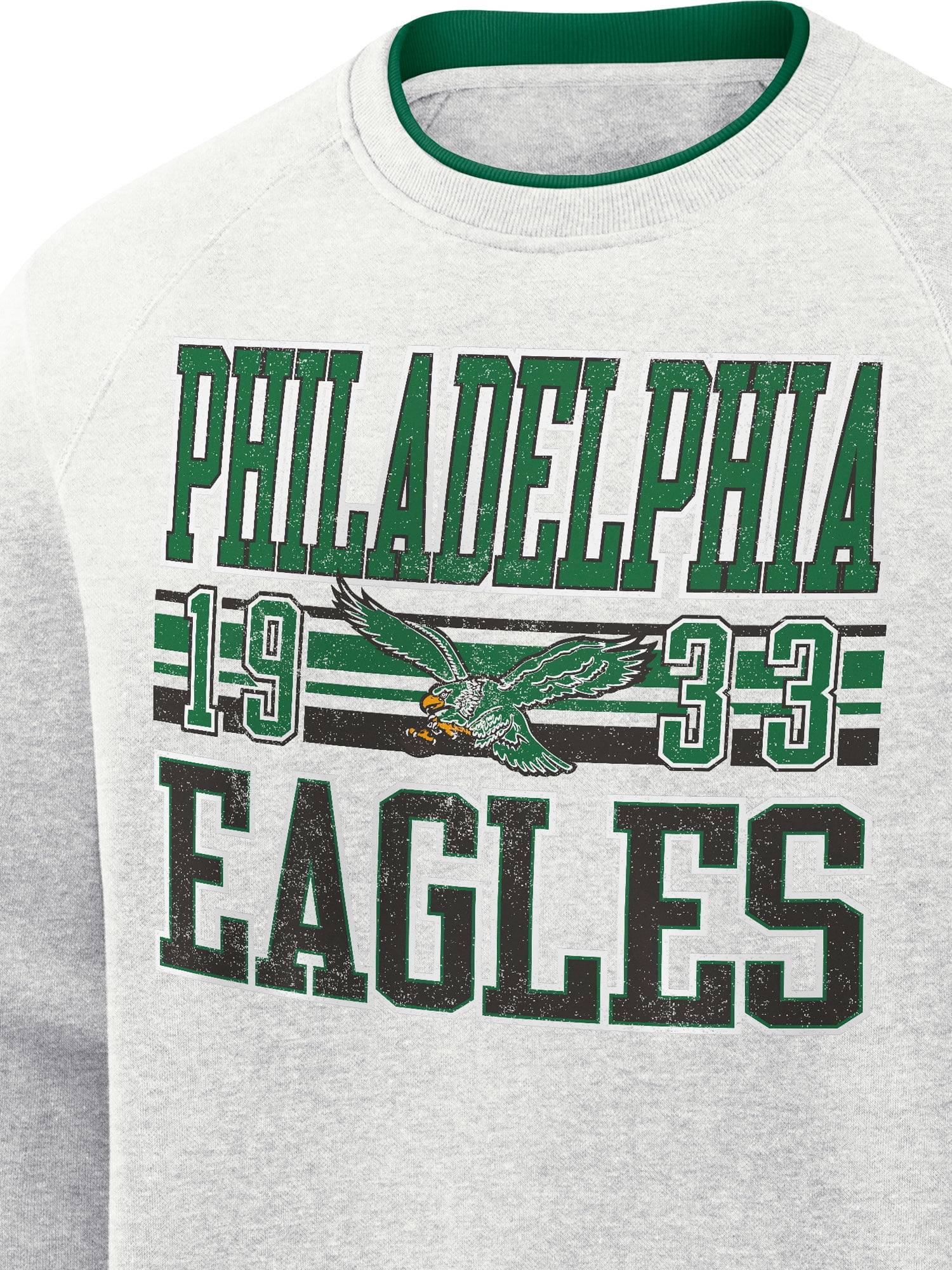 NFL Philadelphia Eagles Men's Cotton Gray Heather Long Sleeve Crew Fleece Sweatshirt