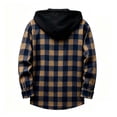 thumbnail image 4 of AloohaidyvioNo Boundaries Hooded Plaid Jackets for Women Fall Lightweight Soft Long Sleeve Button Down Flannel Shirts, 4 of 5