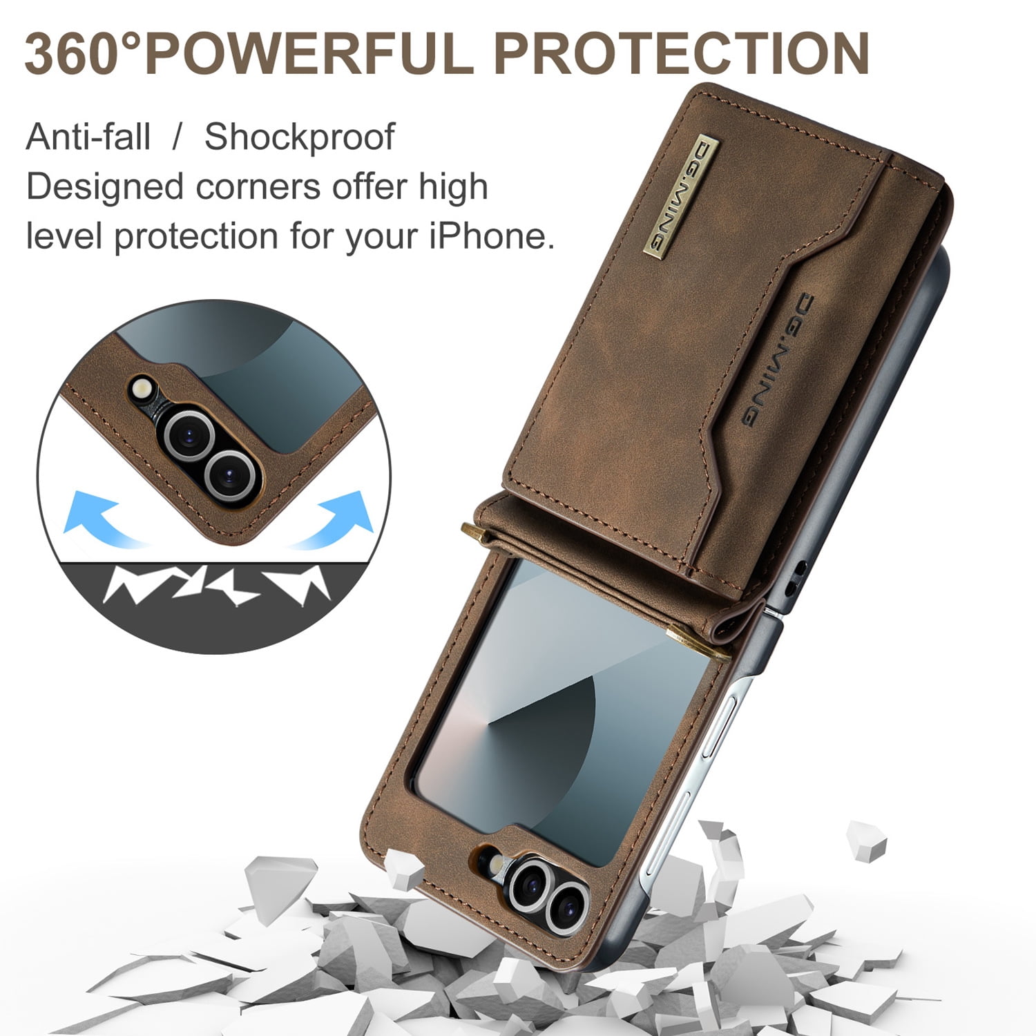 ETFAST Leather Phone Case For Samsung Galaxy Z Flip 6 Wallet Leather Case with Card Holder Leather Phone Case Shockproof Protective Cover