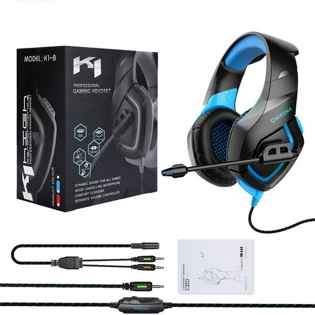 ONIKUMA K1B Micrófono con reducción de ruido Auriculares para juegos Consola de juegos de computadora Conector de 3,5 mm Auriculares con cable con micrófono Inevent EL5117-03B