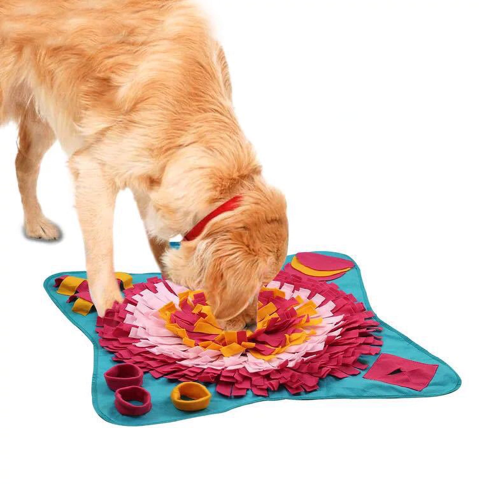 Flmtop Pet Dog Food Slow Feeding Sniff Training Mat Interactive Cloth Blanket Cushion Blue