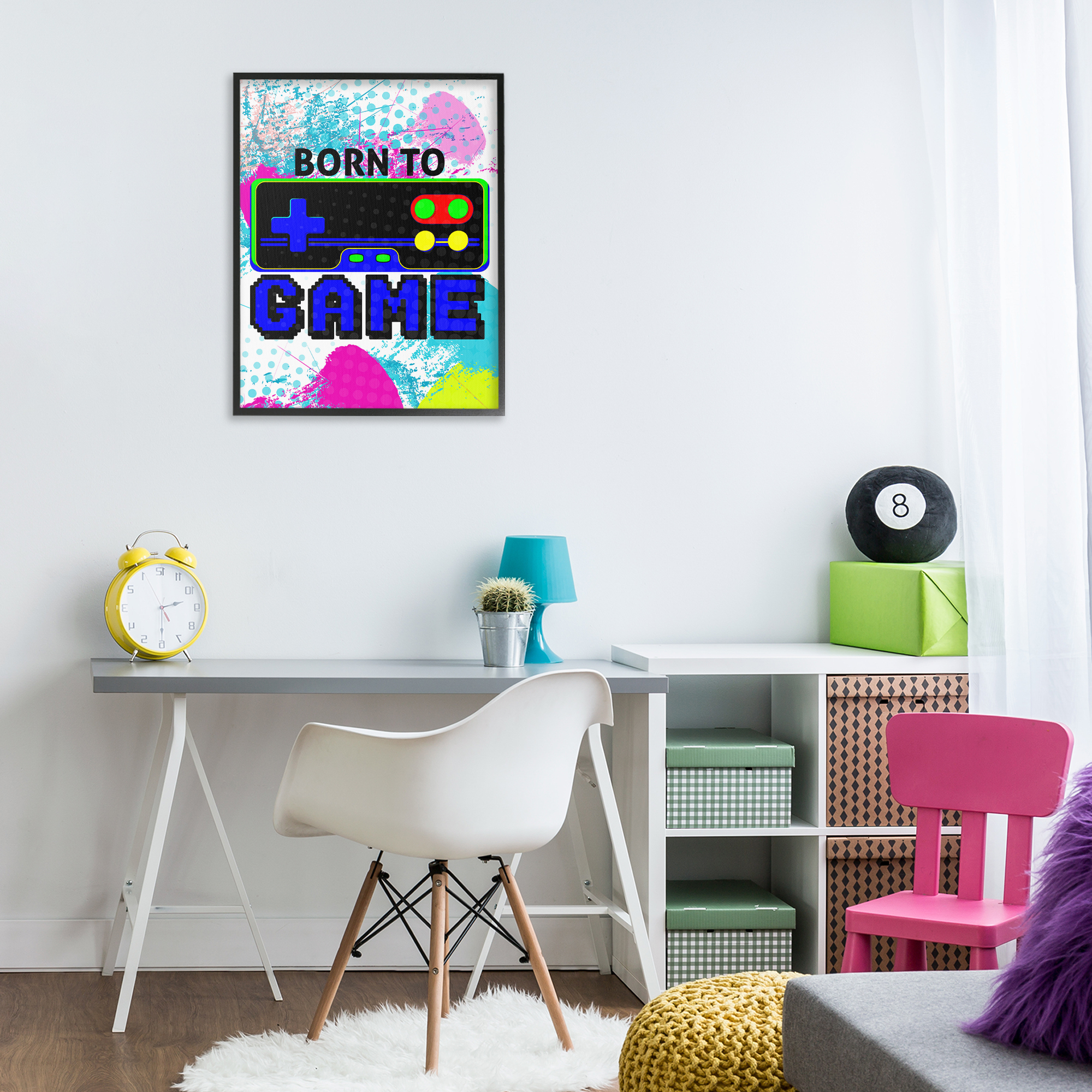 Stupell Industries Boy's Born to Game Typography Painting Black Framed Art Print Wall Art, 24 x 30