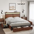 thumbnail image 1 of Cama Matrimonial FABATO con cabecera, cajones y Luces LED USB, 1 of 6