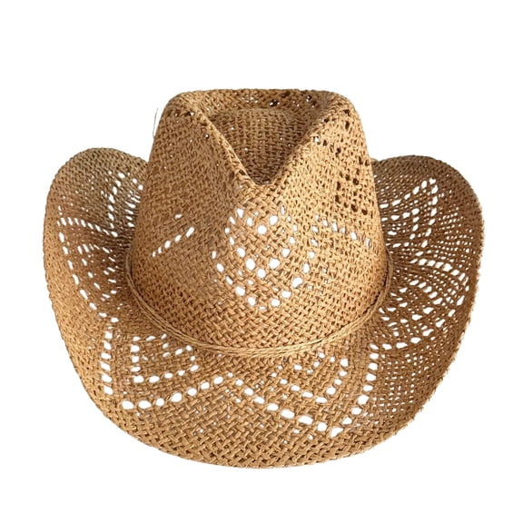 RUINIXCW Straw Cowboy Hats for Women Woven Cowgirl Hat with Shapeable Brim Unisex Hollow Out Woven Roll Up Summer Beach Sun Hat