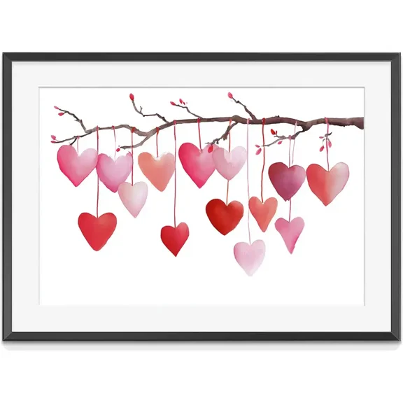 Valentines Day Red Pink Hearts Print Valentine Printable Art Valentine Wall Art , Matte Canvas Stretched, Posters for Room Bedroom Living Room Bathroom Wall Decor, Posters & Art Prints, Gift.