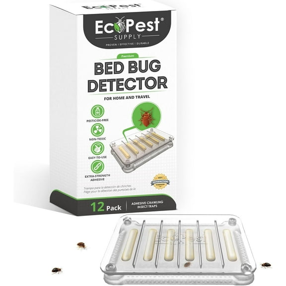Bed Bug Detector 12 Pack | Sticky Indoor Interceptor Trap, Monitor, and Detector for Treatment of Bed Bugs