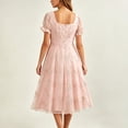 thumbnail image 5 of NTACZA Womens Dresses Midi Dressy Wedding Guest Dresses Square Neckline A-Line Mesh Embroidered Pink XXL, 5 of 7