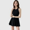 thumbnail image 6 of Women's Sleeveless Woven Tennis Dress with Fitted Bodice and Flared Skirt Hem - Large, Black, 6 of 7
