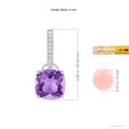 thumbnail image 2 of ANGARA Natural Cushion 6.2 ct Amethyst Drop Earrings with Diamond Accents in 14K White Gold for Women (Size-9mm) | February Birthstone, Anniversary, Jewelry Gift for Women | Natural Amethyst Earrings, 2 of 6