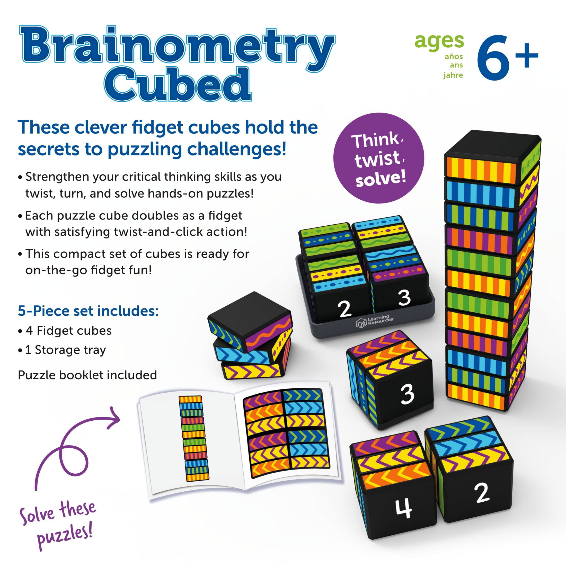 Learning Resources Brainometry Cubed, Brain Teaser Puzzles, Kids Brain Games, Ages 6+