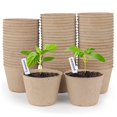 thumbnail image 1 of Macetas de Turba, 60 Piezas Macetas de Inicio de Semillas de 3 Pulgadas, Maceta Redonda de Vivero, Macetas Biodegradables con 20 Etiquetas de Plantas Adicionales, 1 of 5