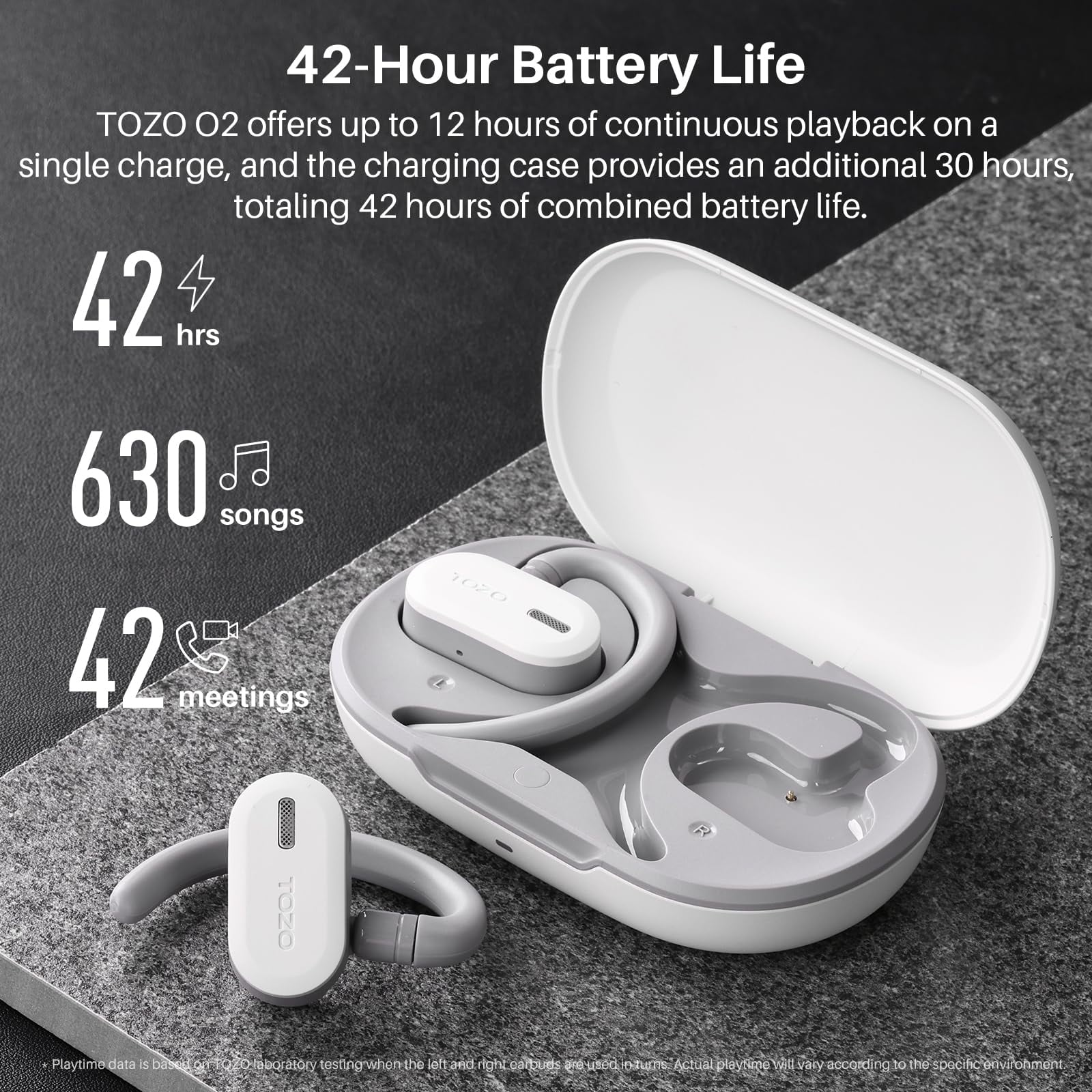 TOZO O2 Open Ear Bone Conduction Headphones, ORIGX Acoustic, DSP Noise Cancelling, 42H, Dual-Axis Multi-Angle Adjust, Crystal-Clear Calls, APP-EQ, Waterproof Sports Headphones for Running Workout Gym