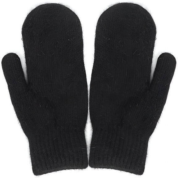 TELOLY Mens Winter Soft Warm Large Knit Mittens - Outdoor Warmly Stretchy Knit Gloves for Cold Weather running mittens men