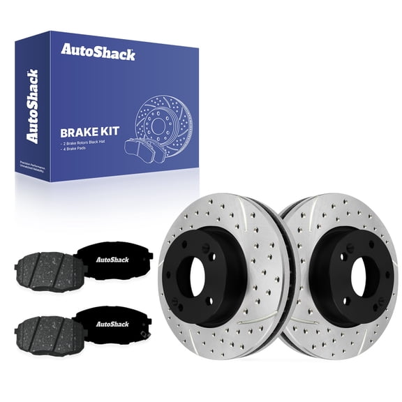 AutoShack Front Brake Rotors & Premium Pads for Hyundai, Elantra 2009-2012, FWD L4 2.0L - E-Coated Drilled & Slotted - ShadowGuard - 11.02" (280 mm), 5-Lug