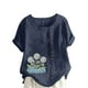 thumbnail image 1 of Túnica de Manga Corta Tops para las Mujeres Océano Pescado Impreso Blusa, Ropa Casual Ver Botón Arriba Camiseta, 1 of 4