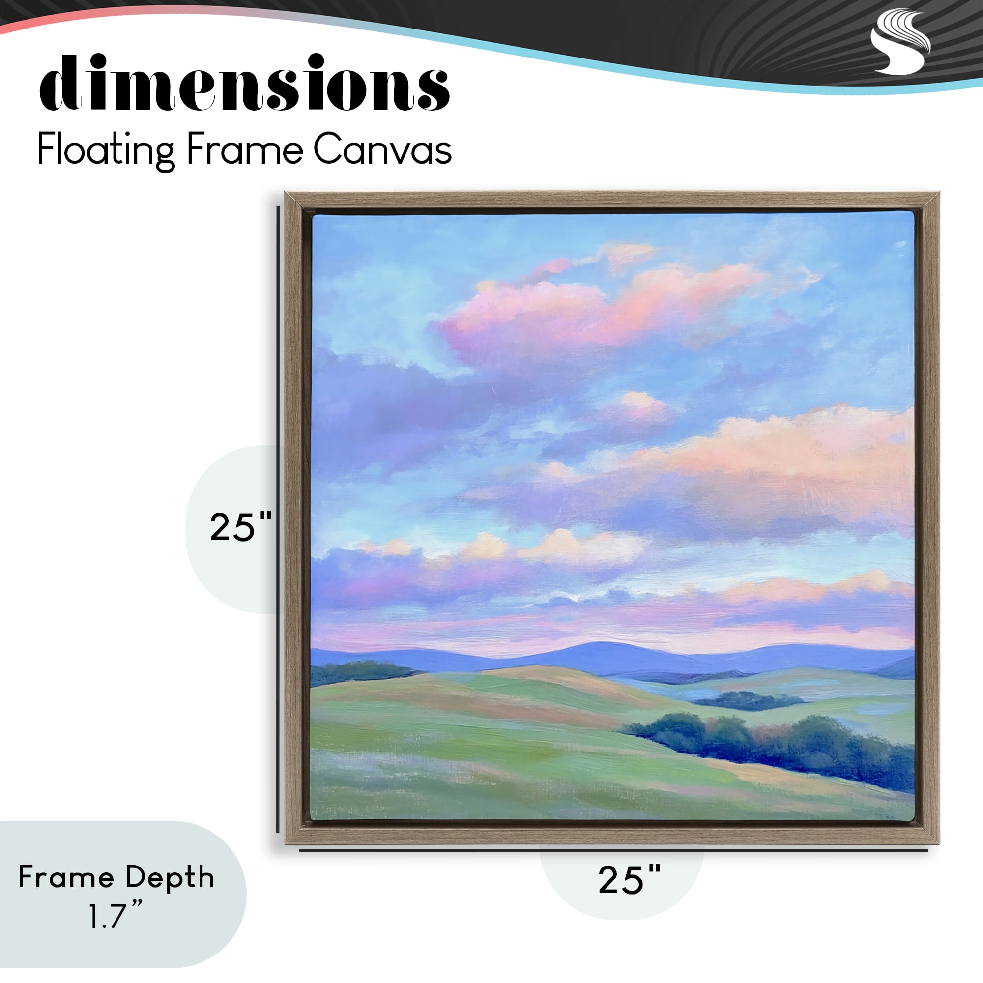 Stupell Industries Rolling Hills with Soft Sunset Brown Framed Floater Canvas Wall Art, design by Creative Studio