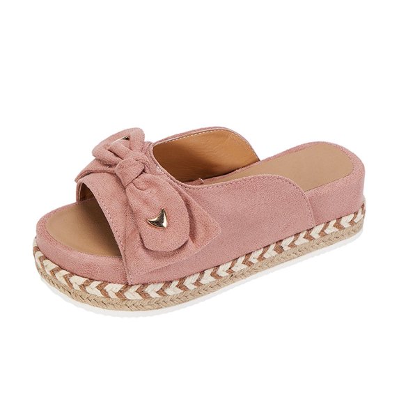 asdoklhq Slippers for Women Summer,Summer Ladies Slippers Thick Soled Sandals Casual Women Shoes Bow Fish Mouth Slippers