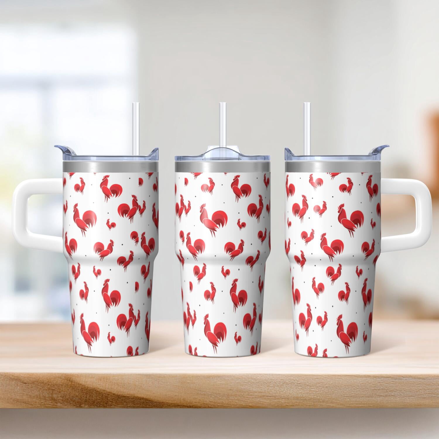 20oz Chicken Decor Tumbler with Handle Useful Birthday Christmas Gift for Chicken Lovers Women Men Insulated Travel Mug Cup Holder Friendly Easy to Clean Dishwasher Safe Hot Cold Beverages