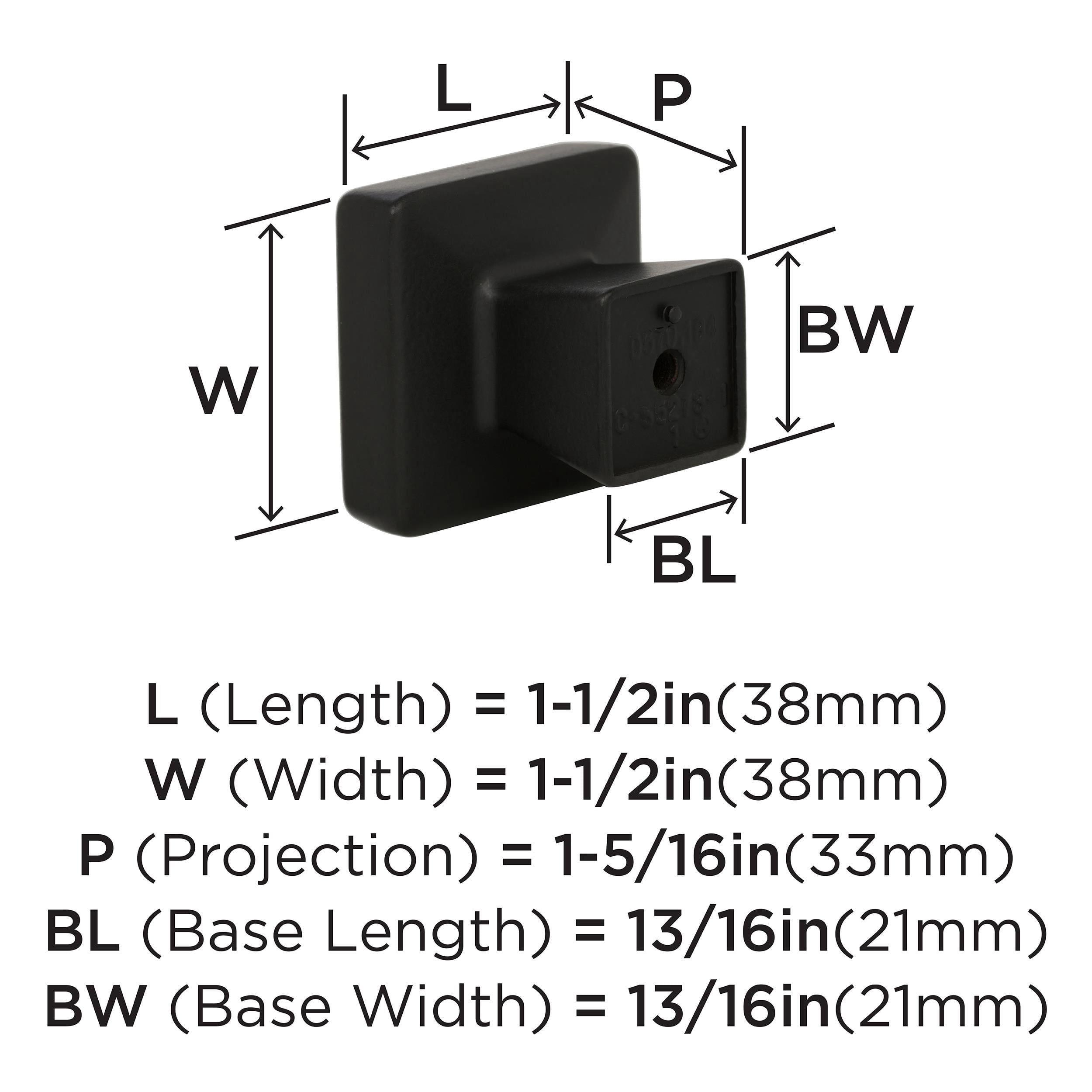 Amerock Blackrock 1-1/2 inch (38mm) Length Black Bronze Cabinet Knob, 5 Pack