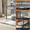 thumbnail image 3 of Queen over Queen Metal Bunk Bed with Twin Trundle, Heavy Duty Frame, Black, 3 of 8