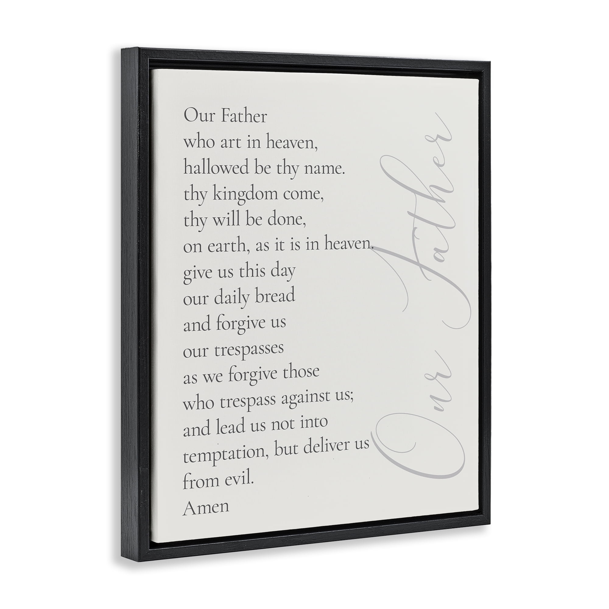 Stupell Industries Our Father Prayer Religious Painting Black Floater Framed Art Print Wall Art, 17 x 21