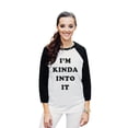 thumbnail image 2 of Thread Tank Im Kinda Into It Unisex 3/4 Sleeves Baseball Raglan White Black Small, 2 of 4