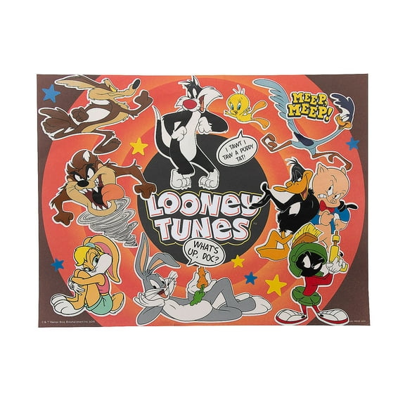 11" x 8 1/2" Looney Tunes Logo and Characters Sticker Scenes - 12 Pieces