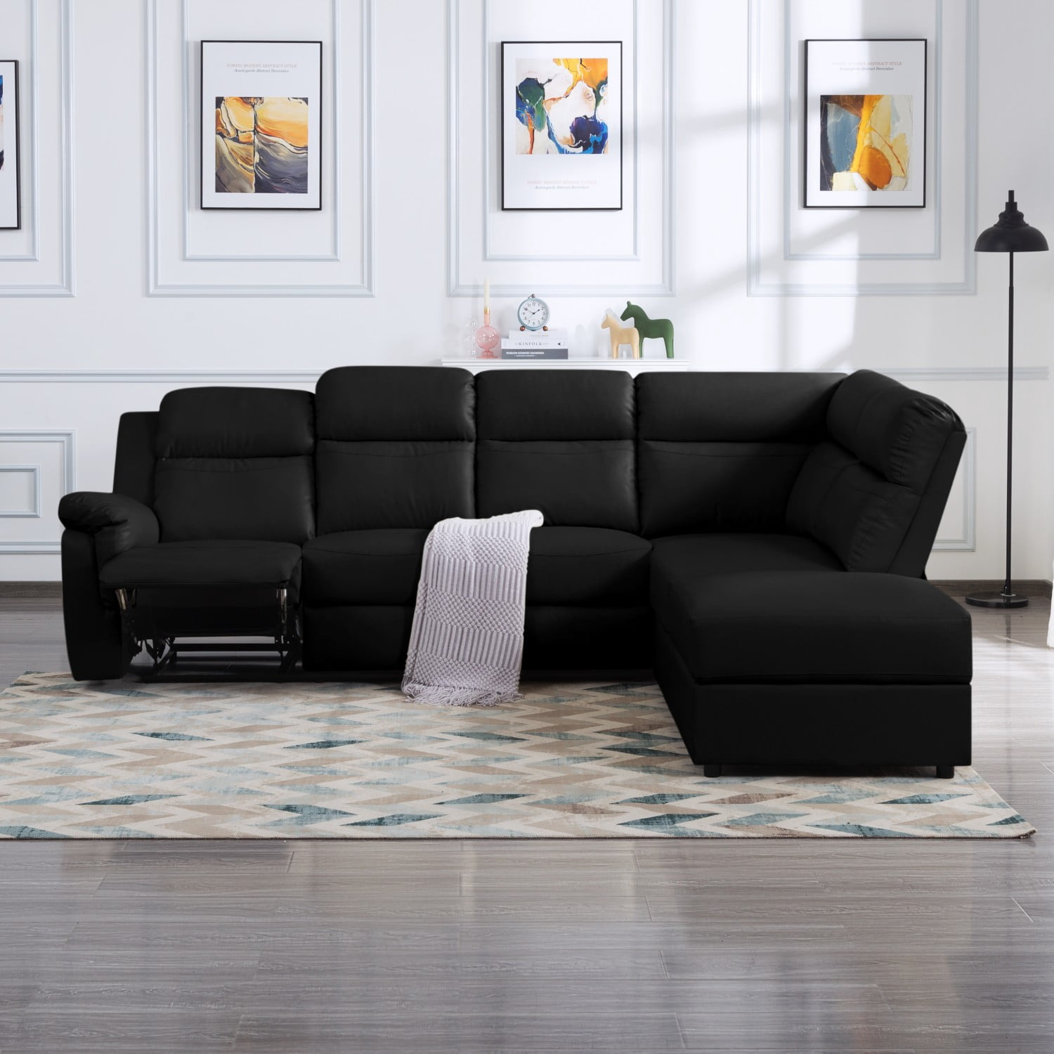 Gewnee 110.2” Manual Reclining Sectional Sofa Reclining Sofa Modern Contemporary Style and Functionality for Living Room, Office