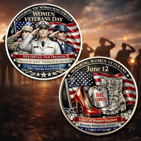 MOAOASPER Honoring Women Veterans Collectible Coin For Patriotic Collection, Double-Sided Enamel Coin With "She Served" Detail, Durable Construction For Lifelong Keepsake