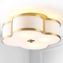 JONATHAN Y Quatrefoil 18" Scalloped Shade Metal Classic Glam LED Flush Mount, Brass Gold