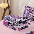 thumbnail image 5 of Homewish Cartoon Anime Girl Zipper Twin Comforter Sets with Fitted Sheet and 2 Pillowcases,Purple Black Cute Bowknot Zipper Bedding Set For Teens,Reversible,4-Piece, 5 of 7
