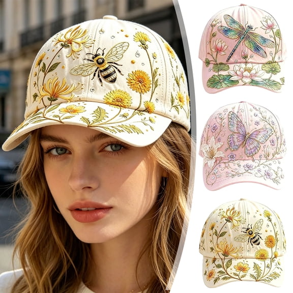 2026 Garden Morning Baseball Cap Adjustable Lightweight Breathable Baseball Hat Botanical Print Sun Cap for Women Men