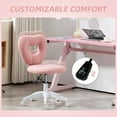 thumbnail image 6 of HOMCOM Armless Home Office Desk Chair, Computer Task Chair, Teddy Fleece Heart Makeup Vanity Chair with Swivel Wheels, Adjustable Height, Pink, 6 of 9