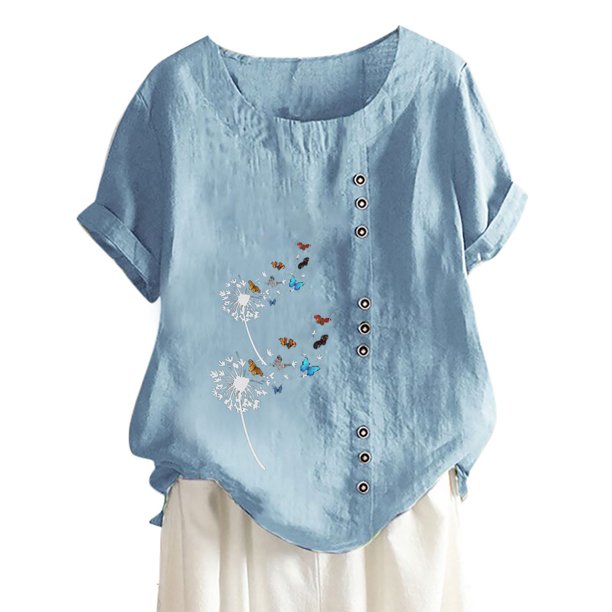 Gibobby Playeras Mujer Camisas de mujeres Loose Daily con estilo(Azul, XL)