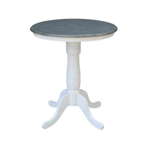 30" Round Solid Wood Gray Table-Counter Height