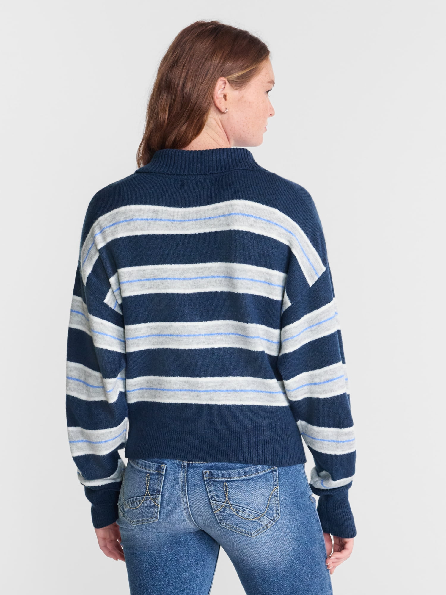 No Boundaries Rugby Collared Sweater, Lightweight, Women's and Women's Plus XXS-4X